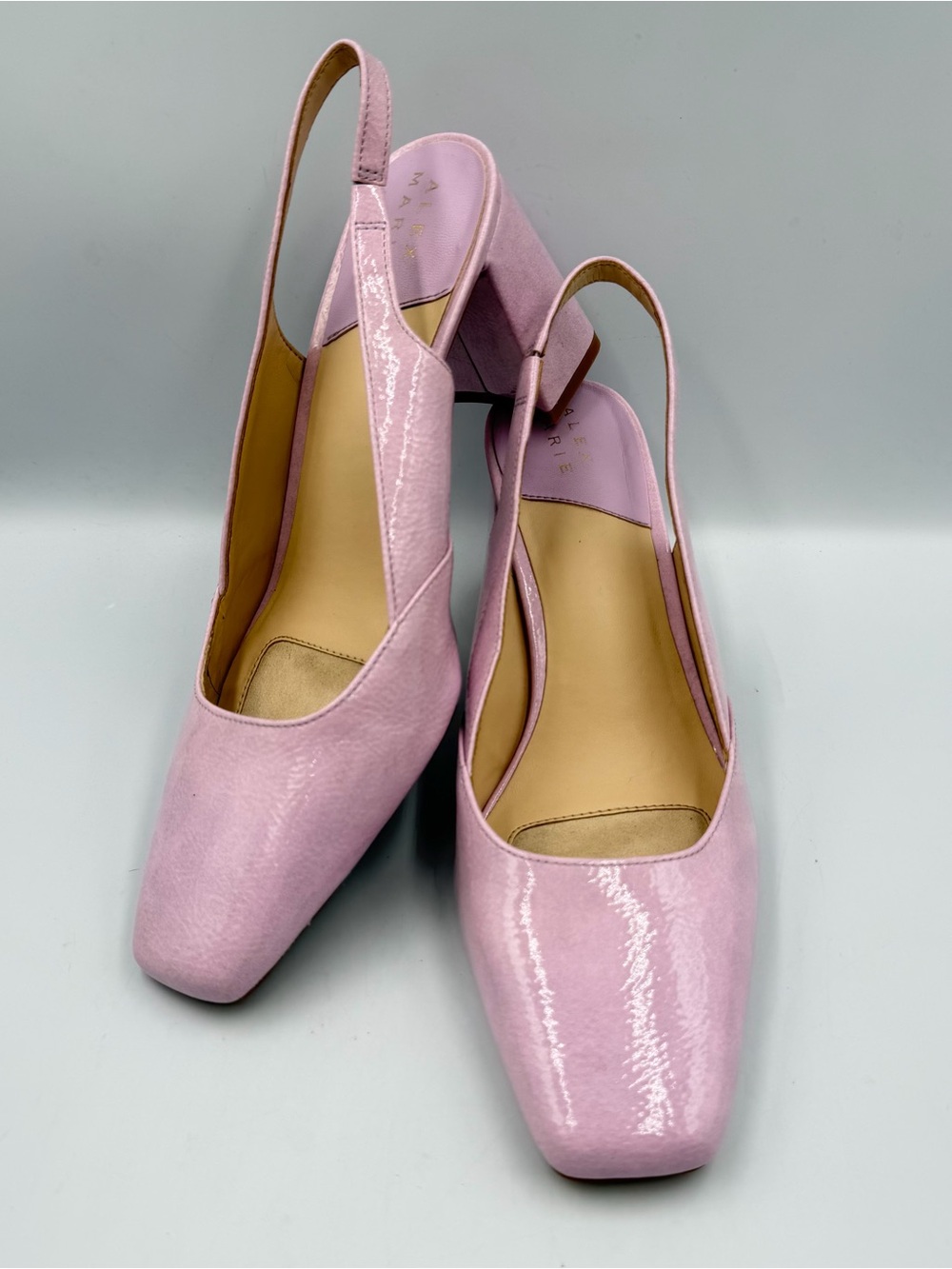 Alex Marie Sling Back Pump Womens 8M Square Toe Crinkled Patent Lilac / Pink